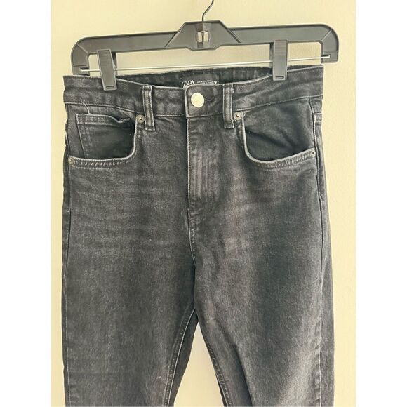 Zara Women The ’90s Cheeky® Jean Straight Fit Cropped Jeans Washed Black Size 4 - Picture 4 of 7